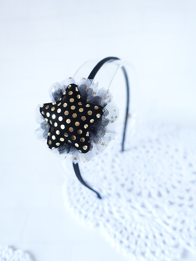 Children's headwear. Black velvet star with net yarn headband headband - Hair Accessories - Other Materials 