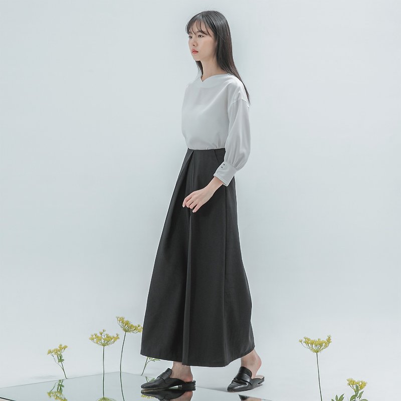 [Classic original] Misplaced staggered large pleated wide pants_CLB002_black - Women's Pants - Polyester Black