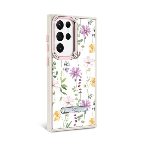apbs 雅品仕 水晶彩鑽手機殼 Samsung S23系列 軍規防摔鋁合金鏡頭框立架手機殼-花語-2304
