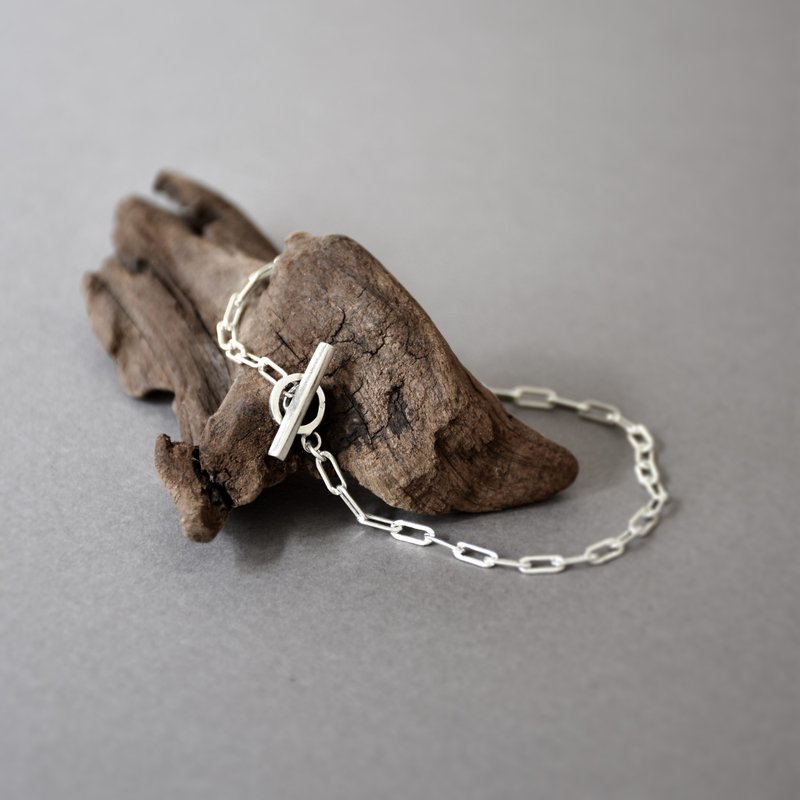 簡約粗銀鏈925銀圈扣手鍊 // Tiny Sterling Silver Bracelet - 手鍊/手環 - 銀 銀色