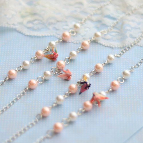 玫瑰小徑 RoseLaneShop 姊妹伴娘結婚禮物-珍珠千羽鶴手鍊