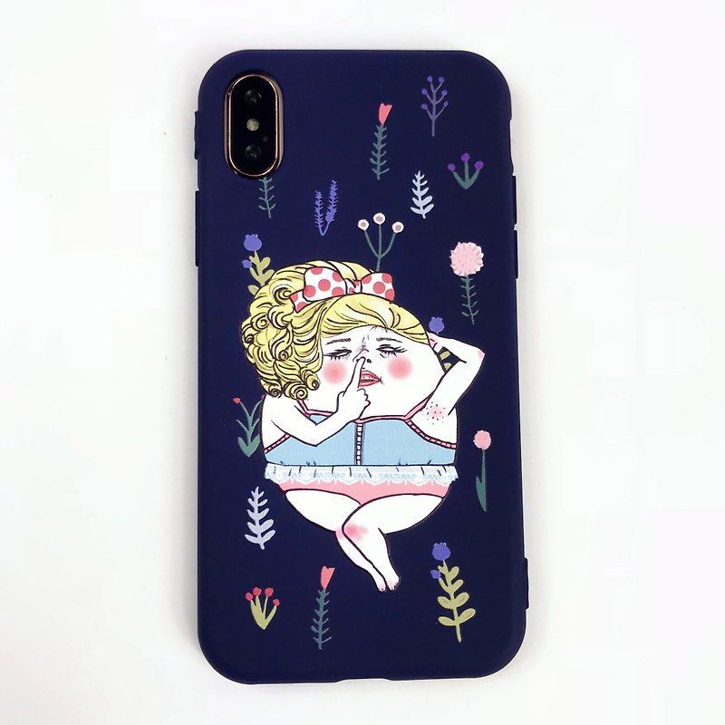 豬鼻女的花花世界 - iPhone 手機殼 (全軟殼) - 手機殼/手機套 - 塑膠 藍色