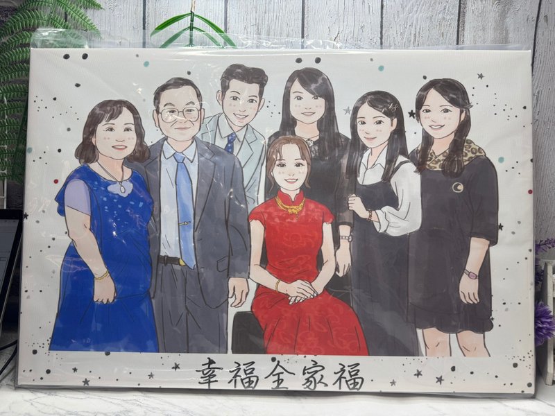 家人陪我走進婚姻的幸福畫面 初戀風手繪無框畫 結婚紀念收藏擺飾 - 擺飾/家飾品 - 其他材質 咖啡色