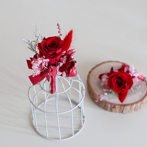 花譜FlowerScore 婚禮主婚人胸花-紅色