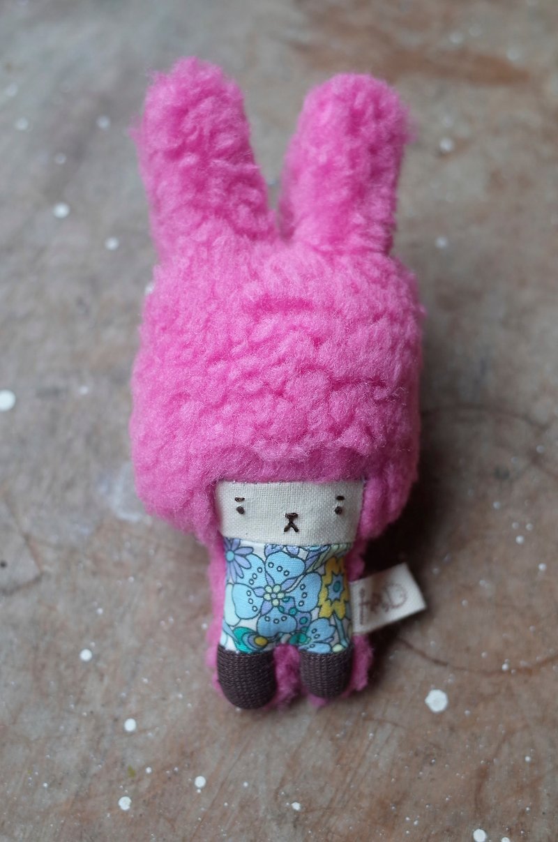朵兒小兔-桃氣髮-淺藍花朵-2019065 - 公仔模型 - 棉．麻 粉紅色