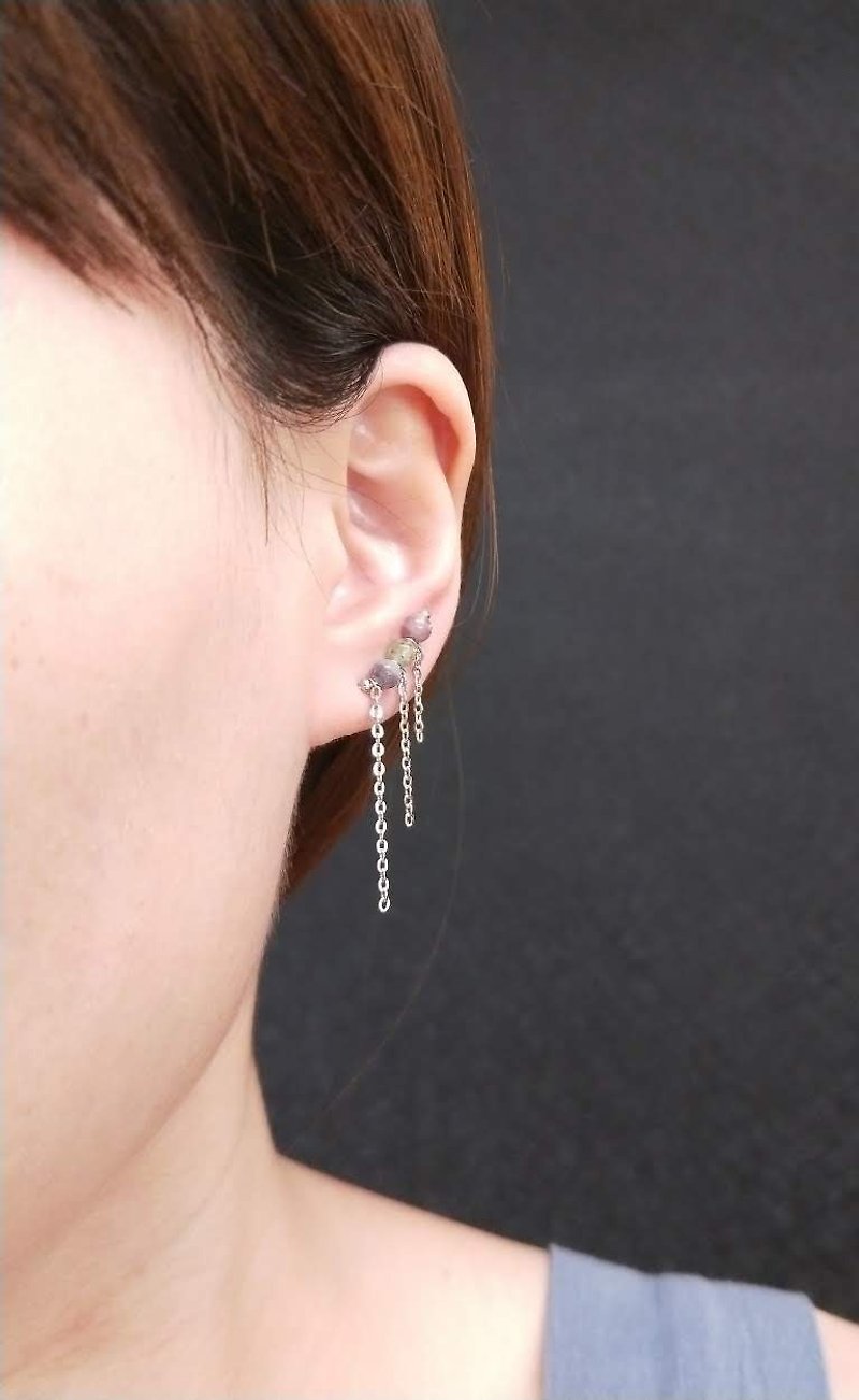 earring. Tourmaline fringed draped suit with horizontal earrings earrings - ต่างหู - เครื่องเพชรพลอย หลากหลายสี