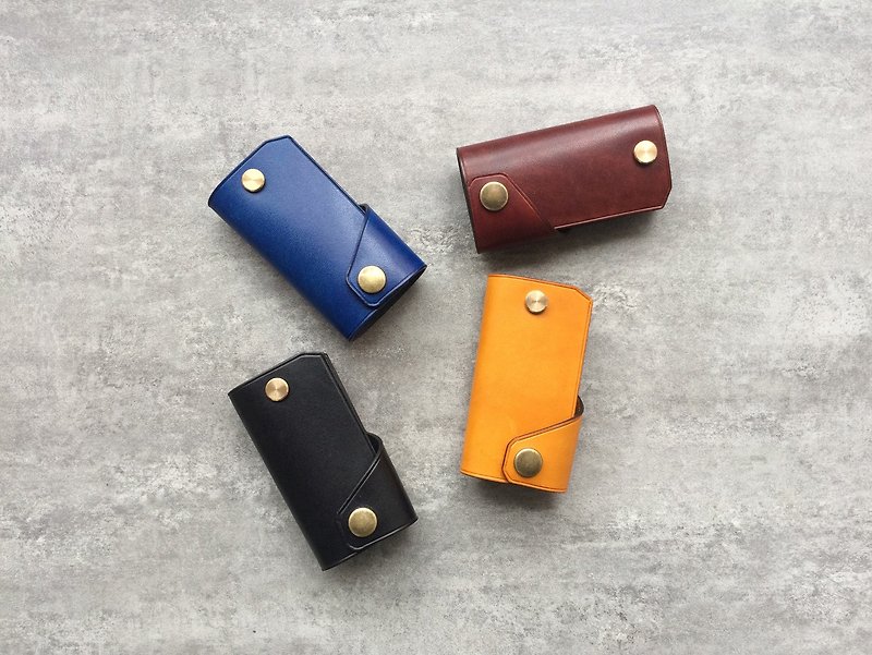 Simple leather key case / car key case free customized multi-color options - ที่ห้อยกุญแจ - หนังแท้ สีนำ้ตาล