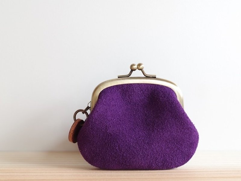 Suede leather purse purple - กระเป๋าใส่เหรียญ - หนังแท้ สีม่วง
