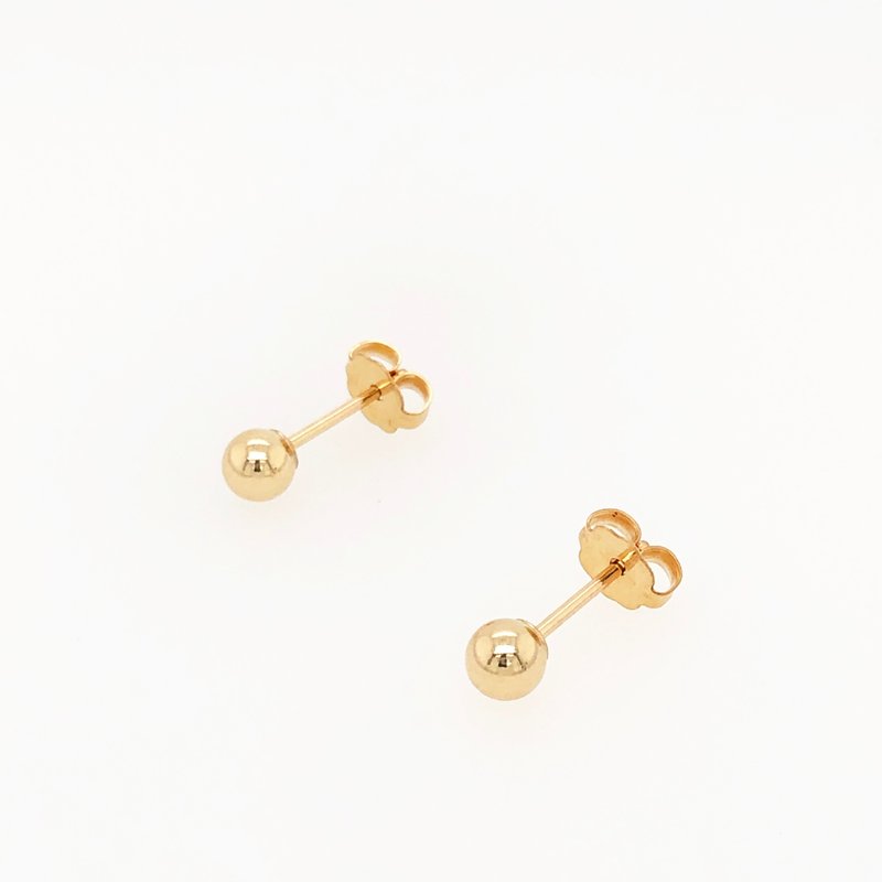 【Angel & Me】14KGF Simple Ball earrings Valentine Day Birthday gift - Earrings & Clip-ons - Precious Metals Gold