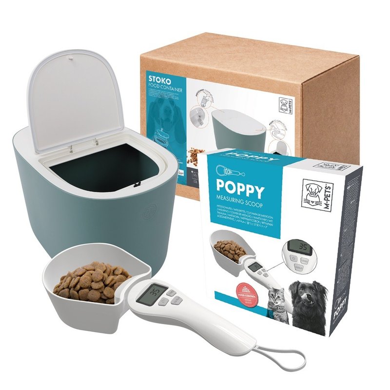 【MPETS】時尚簡約風 ! STOKO時尚飼料儲糧桶+飼料自動測量湯匙 - 其他 - 其他材質 多色