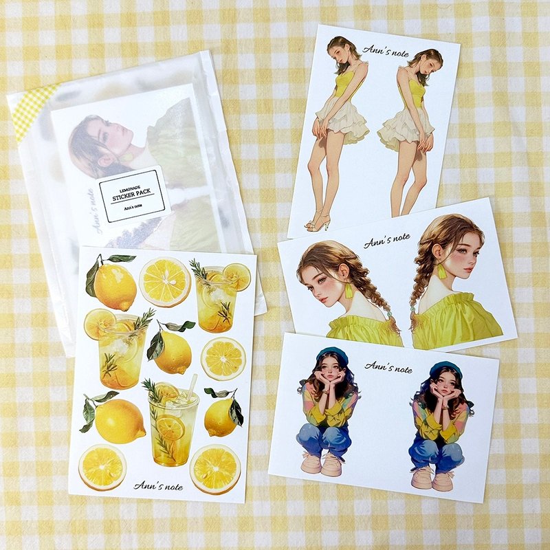 lemonade pack sticker (anns note) person girl sticker - 貼紙 - 紙 黃色