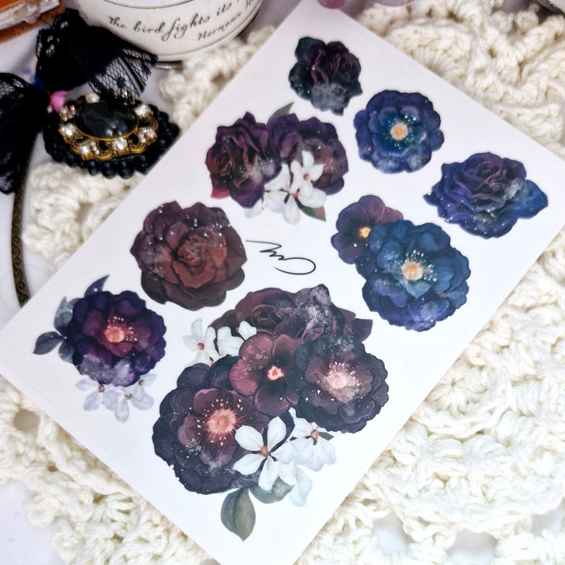 A dreamy flower sticker - 紙膠帶/和紙/PET - 紙 白色