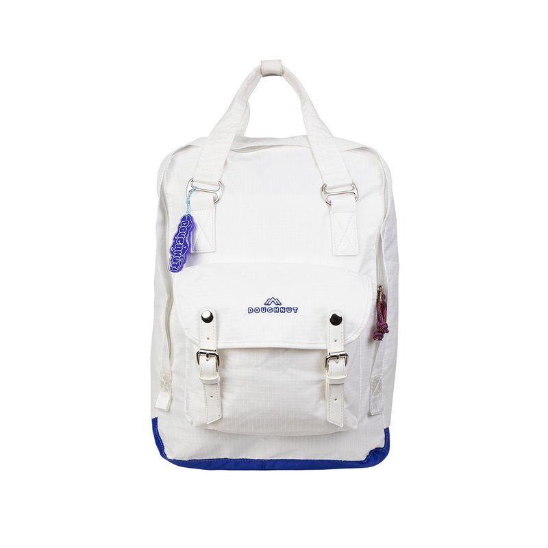 【DOUGHNUT】15-inch water-repellent backpack with macaron kettle grid and contrasting color - white YU - Laptop Bags - Other Materials White