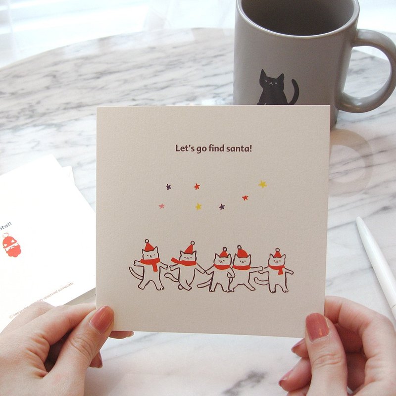 Somecats Chirstmas Card Finding Santa - Cards & Postcards - Paper White