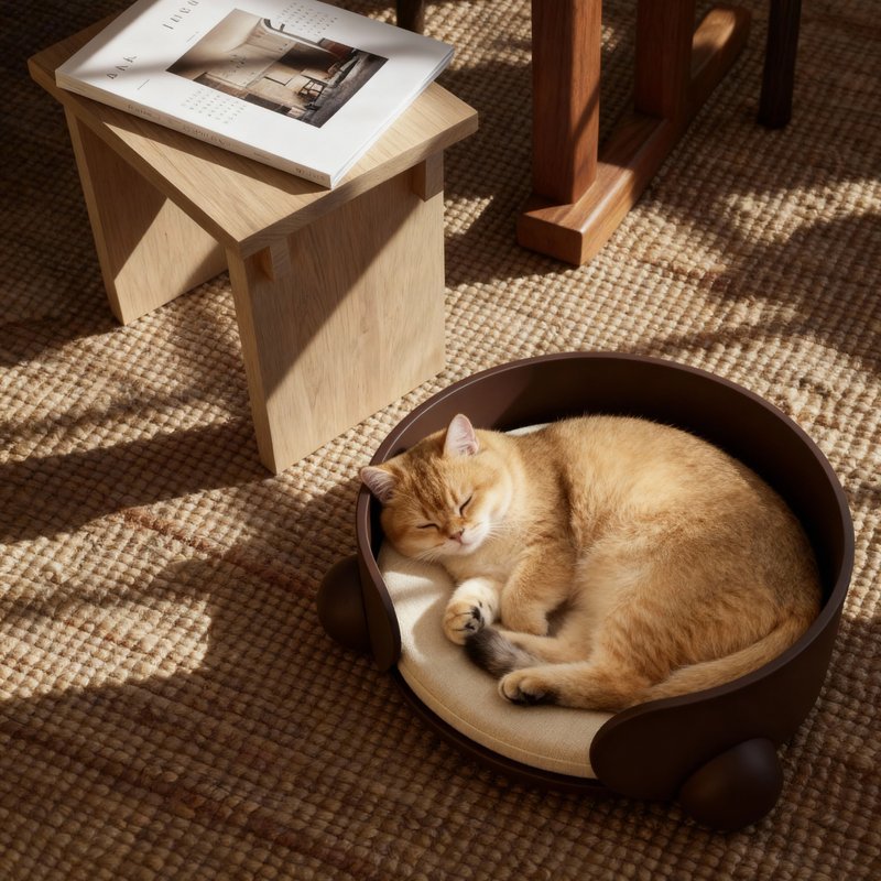 【福利品抱抱窩】讓毛孩在溫柔的懷抱中沉睡 - 寵物床 - 木頭 咖啡色