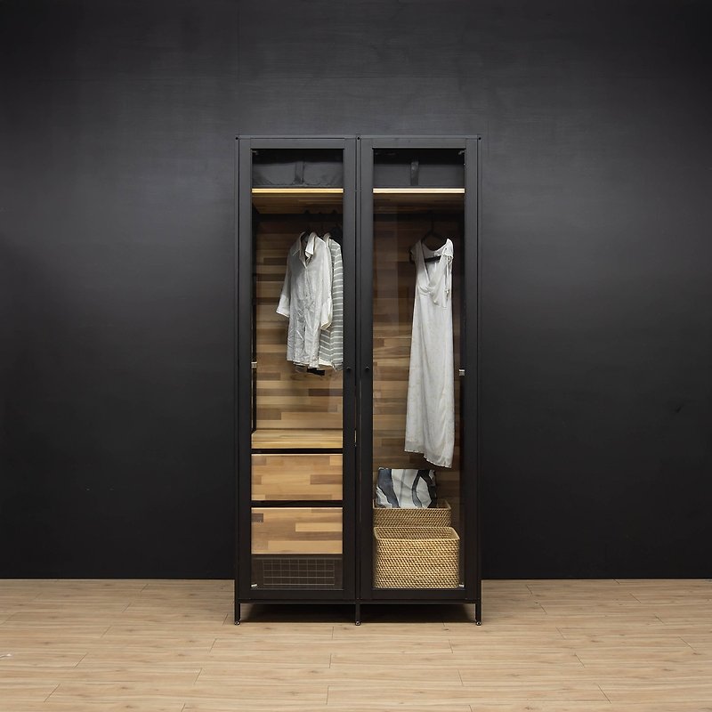 Creesor-Shido 60 Industrial Style Wardrobe - ตู้เสื้อผ้า - โลหะ สีดำ