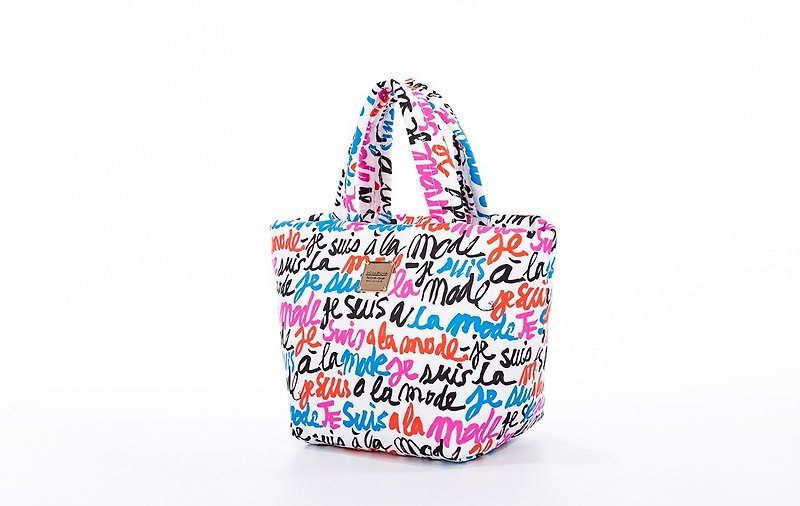 [June Selection] VOVAROVA Mini Tote Bag - Fashion Graffiti - White - กระเป๋าถือ - ไฟเบอร์อื่นๆ ขาว