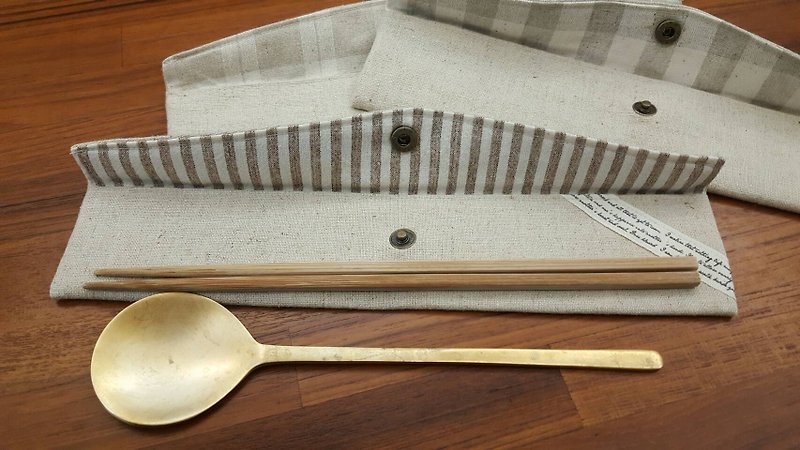 Original earth color eco-friendly chopsticks bag - Chopsticks - Cotton & Hemp Khaki