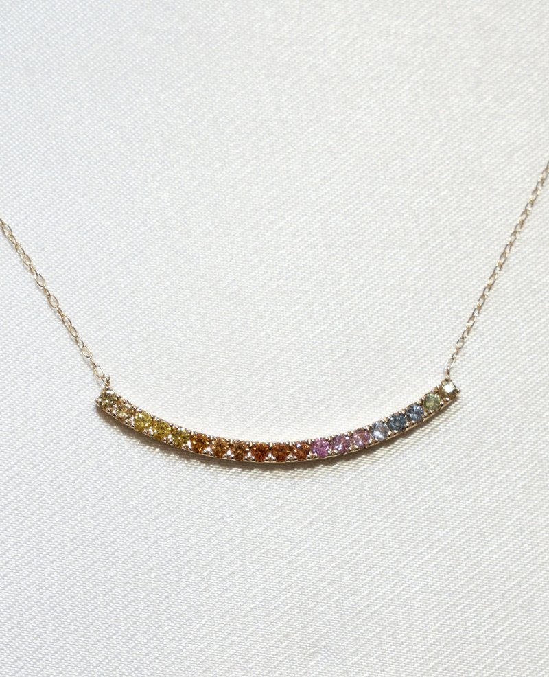 K10 Rainbow sapphire necklace - 項鍊 - 其他金屬 多色