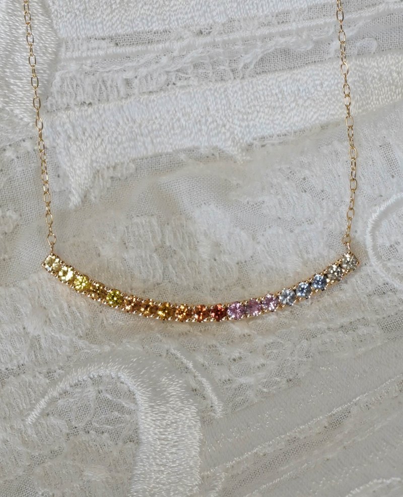 K10 Rainbow sapphire necklace - 項鍊 - 其他金屬 多色