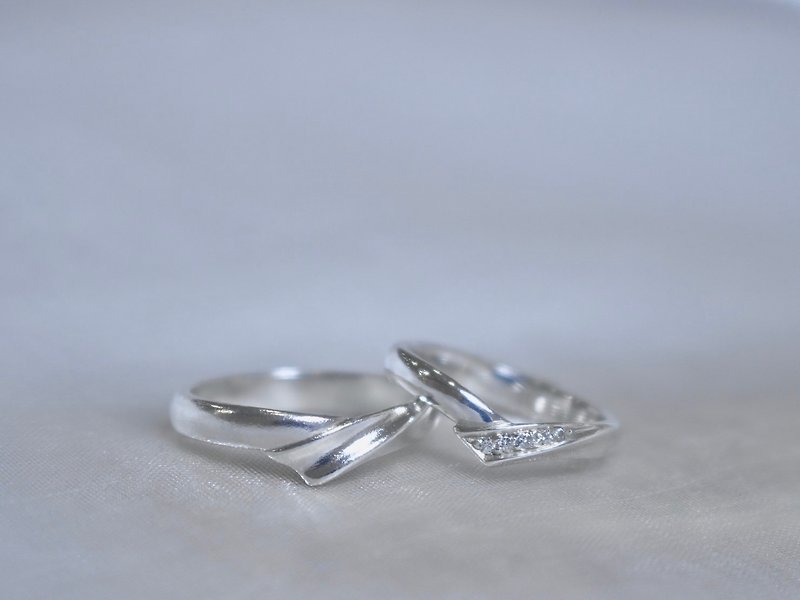 V-shaped ribbon/design style・Metalwork Silver・Wedding ring pair・One person group - Metalsmithing/Accessories - Sterling Silver 