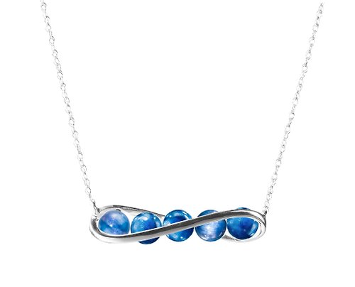 Majade Jewelry Design 藍晶石鎖骨鍊 皇家藍14k白金項鍊 流線型韓風金墜子 小項鍊輕珠寶