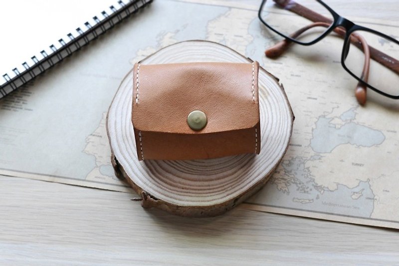 Leather purse purse purse leather brown - กระเป๋าใส่เหรียญ - หนังแท้ สีนำ้ตาล