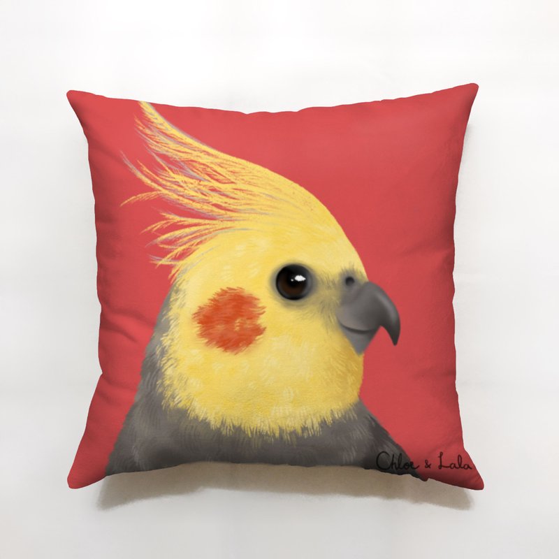 Big Bird Pillow - Gray Cockatiel Gray Cockatiel Cockatiel Cockatiel Cuddle Pillow - หมอน - เส้นใยสังเคราะห์ สีแดง