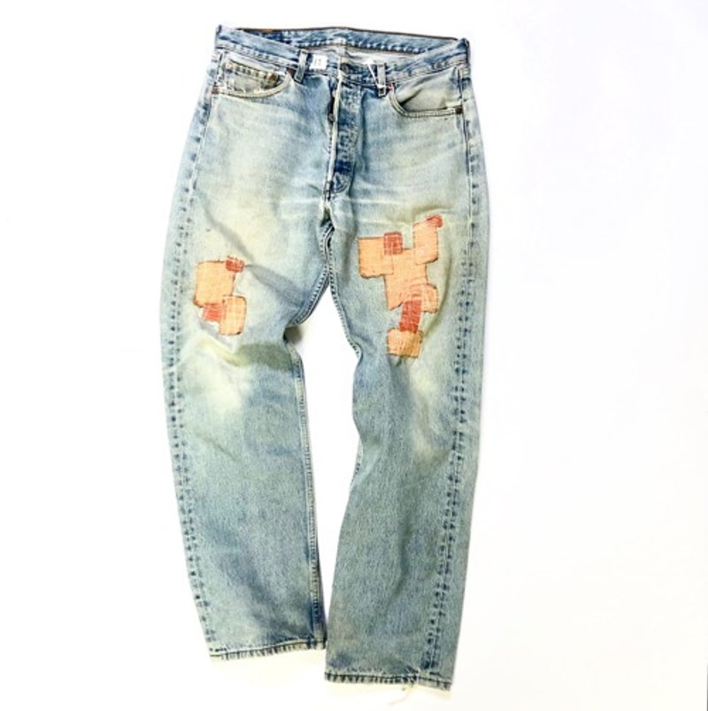 Patchwork denim 12 repair edited repair & compagnie - เสื้อยืดผู้ชาย - หนังแท้ 