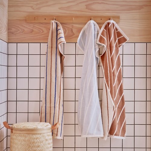 OYOY 丹麥質感家居 OYOY Raita 條紋有機棉浴巾70x140 - 咖啡
