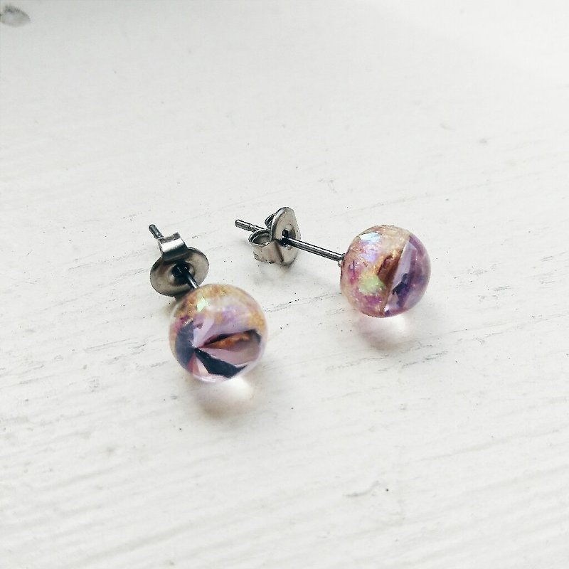 Momolico earrings crystal planet earrings - Earrings & Clip-ons - Other Materials Transparent