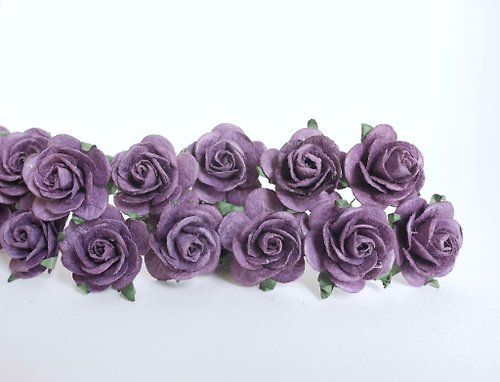 makemefrompaper Paper Flower, centerpiece, 50 pieces mulberry rose size 2.5 cm., purple color