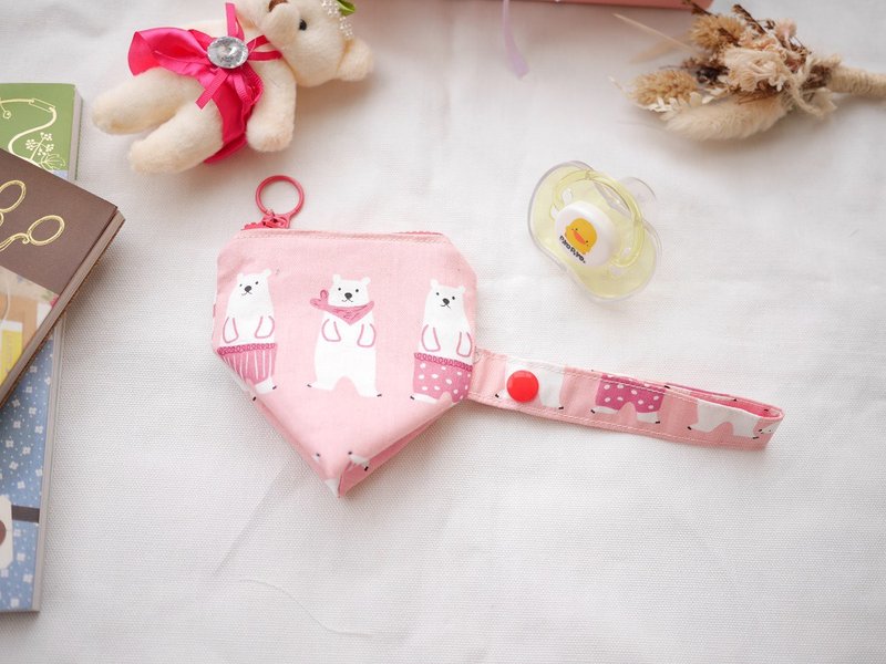 立體三角奶嘴袋   粉紅北極熊款 - 其他 - 棉．麻 粉紅色