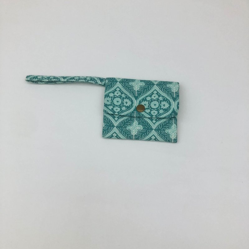 翠緑の模様 ミニ財布 - 財布 - コットン・麻 グリーン