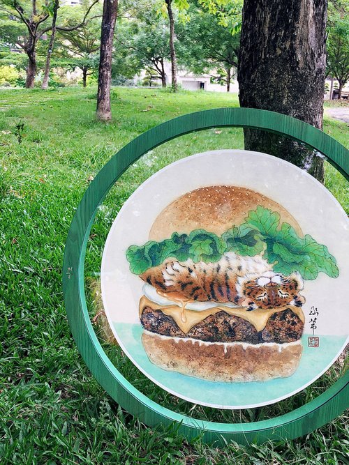 林函葦藝術工作室 林函葦 虎寶包Value 限量藝術微噴與手工特製畫框 手繪上金