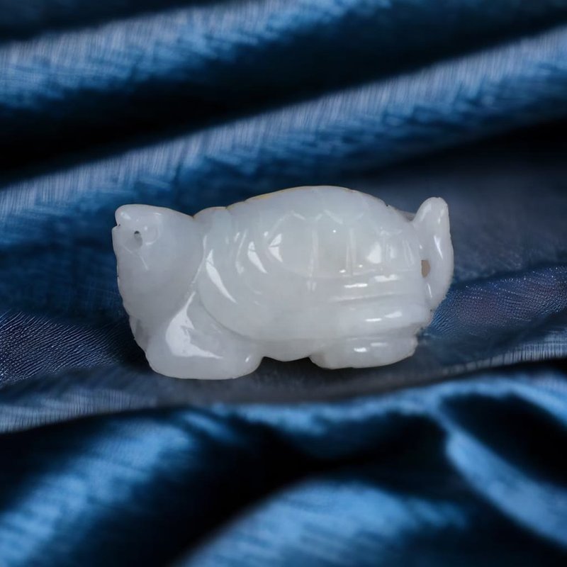【Good Luck‧Longevity】Ice Wax Jade Turtle Ornament | Natural Burmese Jade A-Grade | Gift - Other - Jade White