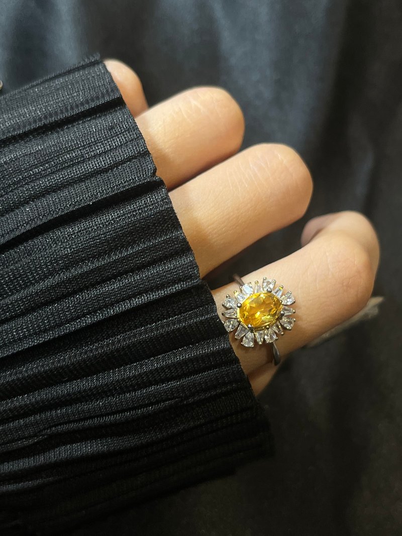 sun. S925 sterling silver Silver violent citrine ring. Lucky Solar Nerve - General Rings - Semi-Precious Stones Yellow