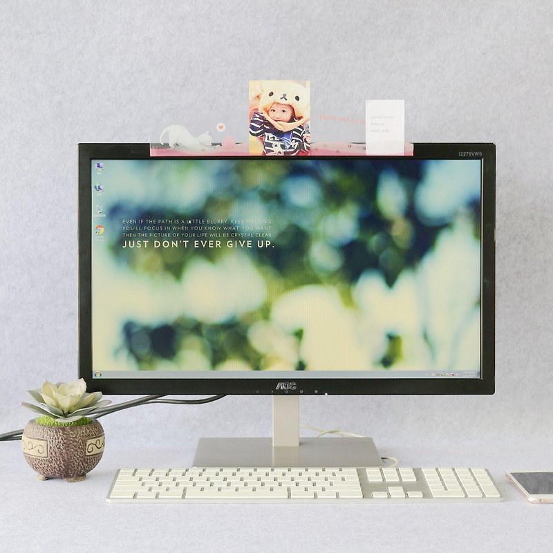 【歐士OSHI】電腦螢幕留言備忘板-毛球貓 辦公桌收納 開學 生日 - 其他 - 塑膠 粉紅色