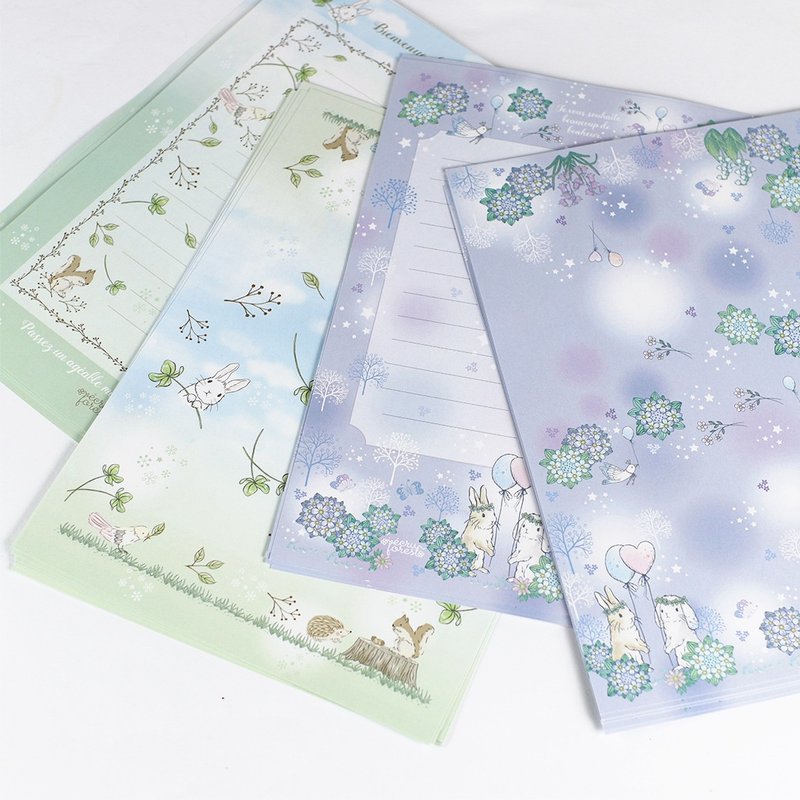 Letter paper only For letters Rabbits Hydrangeas Bluebells Lily of the valley Forest scenery Also for notebook decoration Animals - ซองจดหมาย - กระดาษ หลากหลายสี