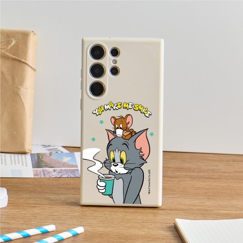 TOYSELECT 湯姆貓與傑利鼠享受咖啡純色矽膠SAMSUNG手機殼