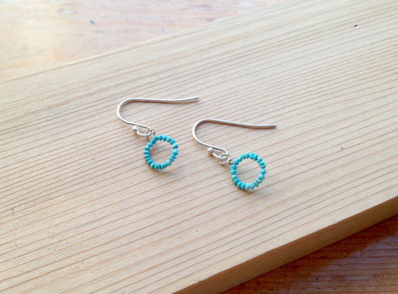 Classic Series-Turquoise of early spring-Handmade 925 sterling silver earrin - ต่างหู - โลหะ สีเขียว