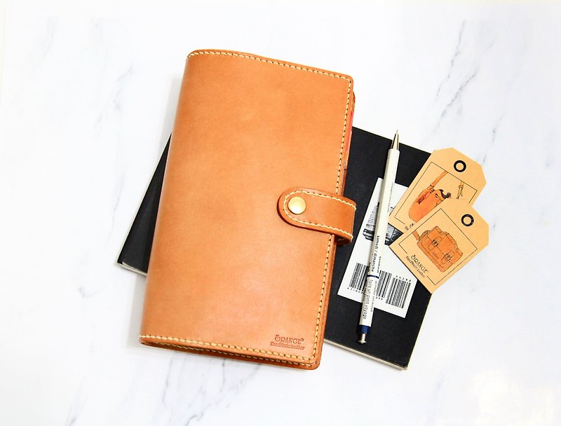 Small orange peel vegetable tanned leather A6 6 hole loose-leaf notebook hand account - Notebooks & Journals - Genuine Leather 