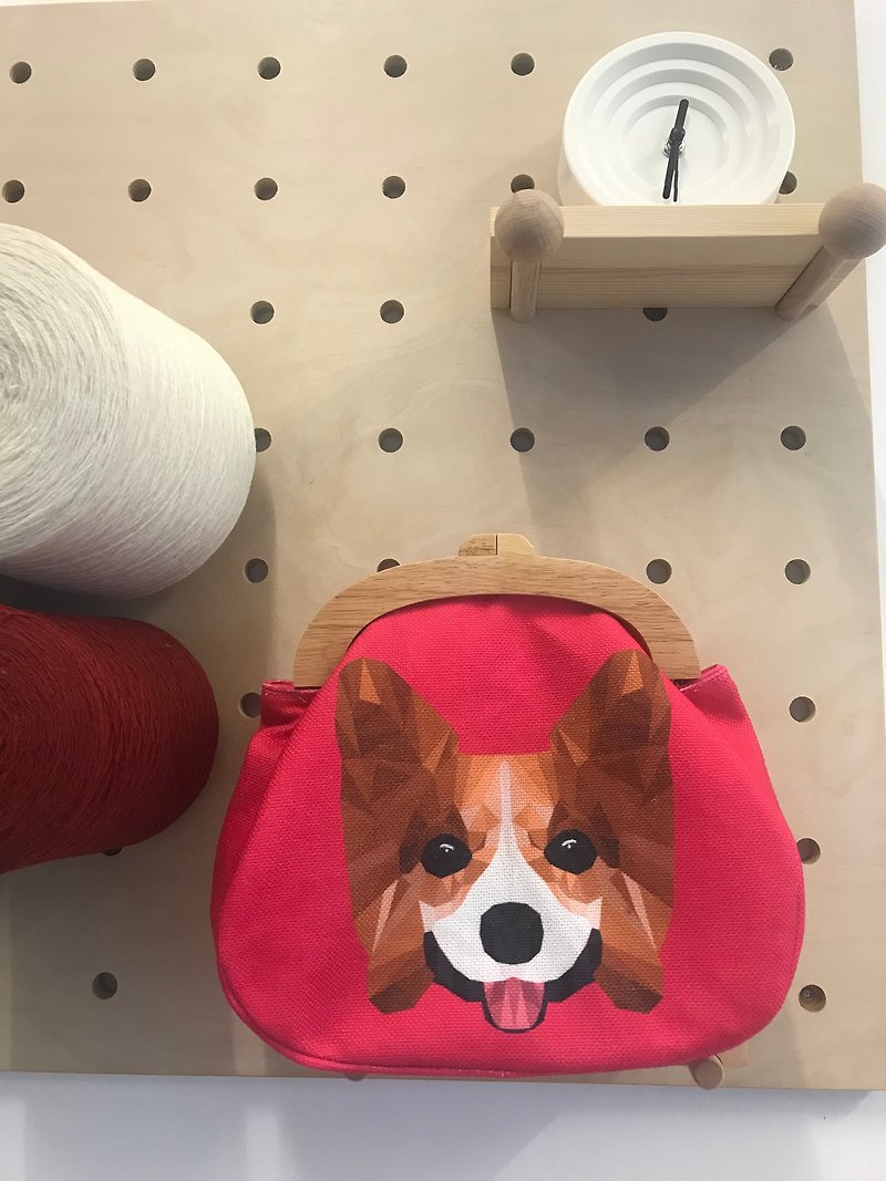 Dog wooden clutch - Messenger Bags & Sling Bags - Cotton & Hemp Multicolor