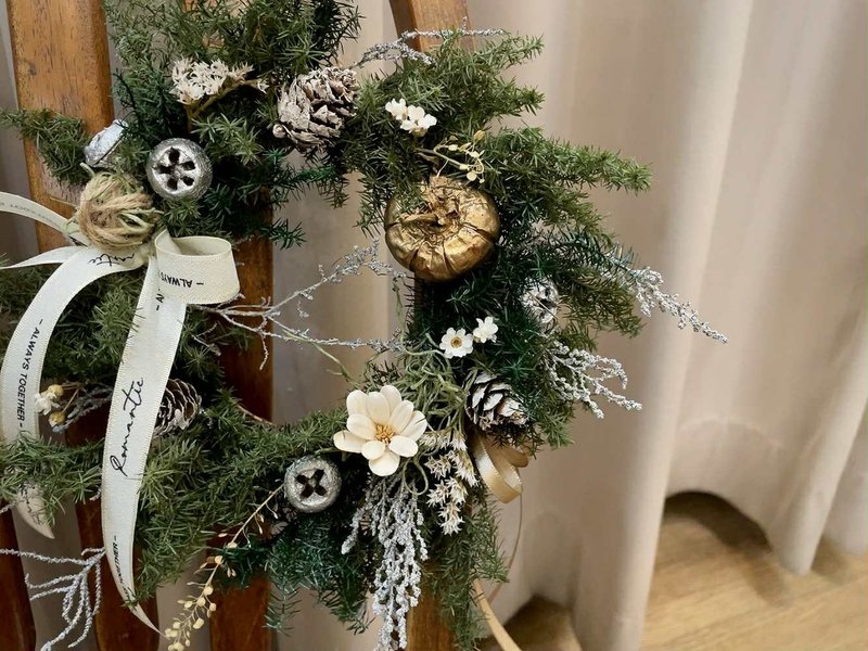 聖誕花圈【森語】永生花圈 永生雪松 開幕 喬遷 入厝 裝飾 - 乾燥花/永生花 - 植物．花 