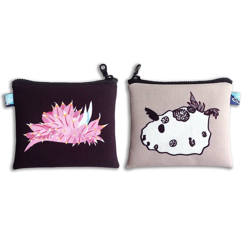 Design No.NB140 - 【2 Sides 2 Colors】Nudibranch Purses#Black X Light Gray - Coin Purses - Other Materials Multicolor