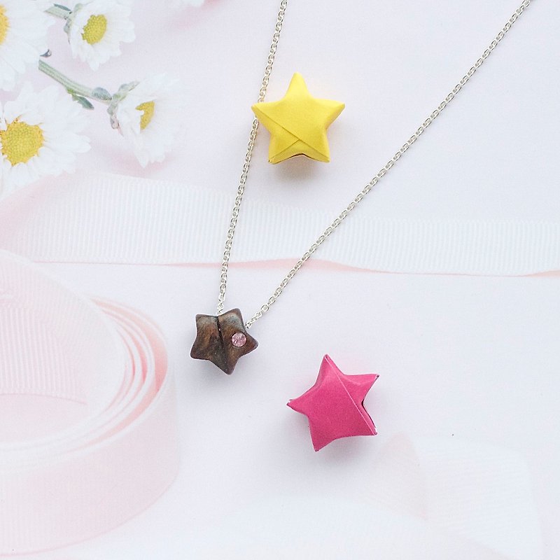 Pink Lucky Star Logs Gifts Custom Christmas Gifts - Necklaces - Wood Pink
