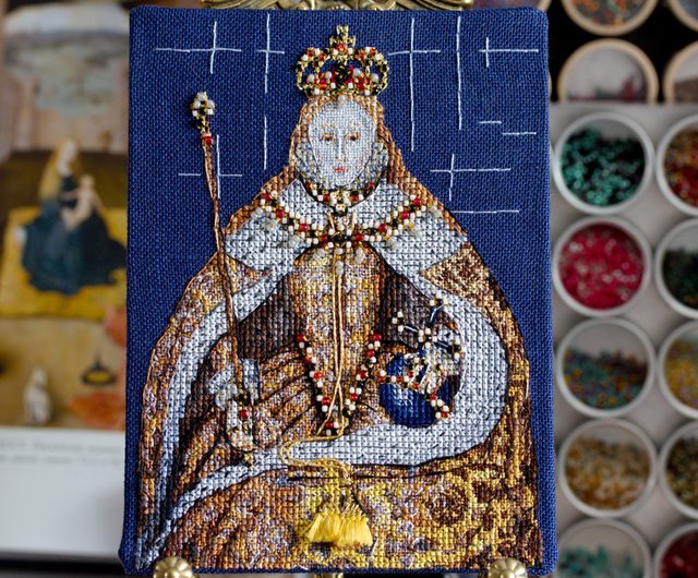 デジタル】エリザベス1世戴冠式の肖像画 - PDF クロスステッチパターン デジタル】エリザベス1世戴冠式の肖像画 - PDF クロスステッチパターン