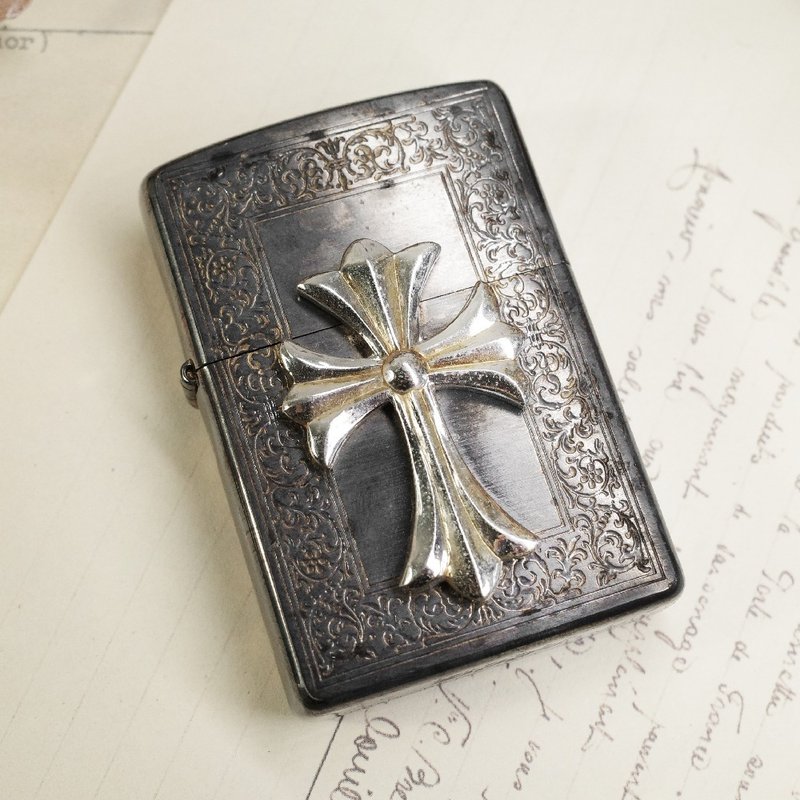 ZIPPO ZA-5-17A Cross 6 花紋雙色 十字架 黃銅鍍銀 防風 打火機 - 其他 - 銅/黃銅 銀色
