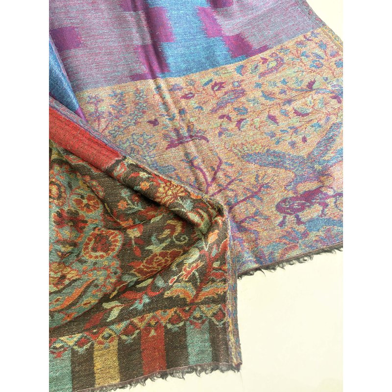 Indian double-sided double-color wool scarf shawl/birthday gift/Christmas exchange gift - ผ้าพันคอถัก - ขนแกะ หลากหลายสี