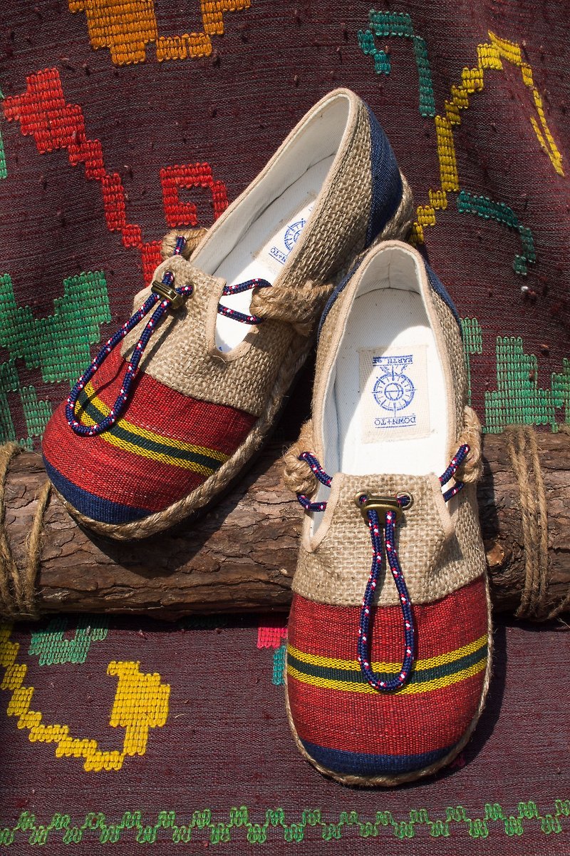 "NAGA VOCANLO" Natural Hemp & Recycle Tire Bottom  Eco Shoes - รองเท้าลำลองผู้หญิง - ผ้าฝ้าย/ผ้าลินิน 